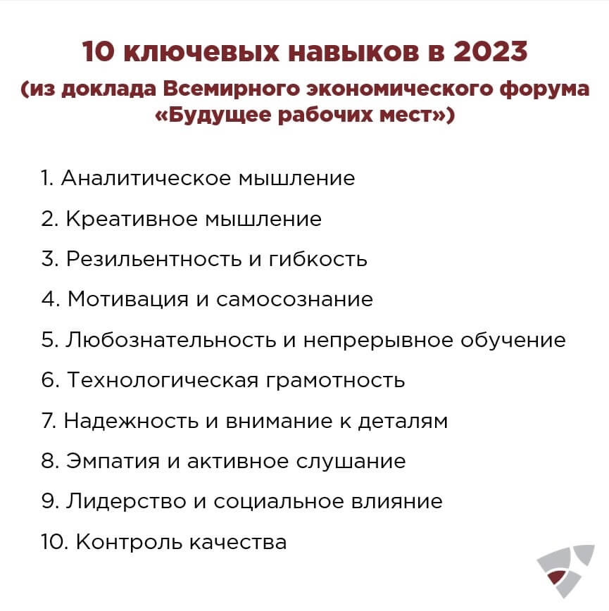 10 ключевых навыков 2023 года по версии ВЭФ